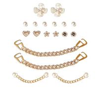 MEMOFYND Set di 18 fiori per scarpe con perle, accessori decorativi per scarpe, fibbie decorative fai da te, fibbie decorative rimovibili, regali da donna, graziosi fiori da ragazza, Länge 11,7 mm ~