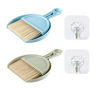 MEMOFYND Set di 2 palette per scope con 2 ganci, mini set di pulizia portatile, set di pulizia per scopa e paletta, pennello per disordine desktop, adatto per la pulizia della tastiera