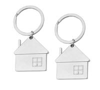 MEMOFYND Set di 2 portachiavi per casa, portachiavi in acciaio inox, portachiavi per casa, portachiavi portatile, regali di inaugurazione della casa (argento), argento, Taglia unica
