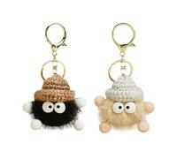 MEMOFYND Set di 2 portachiavi personalizzati in peluche, per ragazze, auto, colore: nero, S, Nero , S
