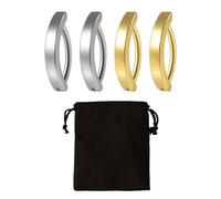 MEMOFYND - Set di 4 anelli per ombelico in acciaio inossidabile, 1 sacchetto di velluto nero, anelli curvi, con clip all'ombelico, per ragazze e donne, set di gioielli per ombelico, Acciaio