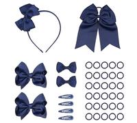 MEMOFYND Set di accessori per capelli con fiocco, 40 pezzi, accessorio perfetto per ogni occasione. (blu)