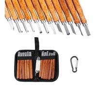 MEMOFYND Set di attrezzi da intaglio in legno da 12 pezzi e 1 moschettone nero, per intagliare legno, frutta, verdura e cera