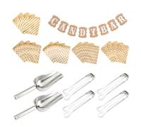MEMOFYND Set di attrezzi per feste di caramelle, 27 pezzi, tra cui 4 pinze per caramelle, 2 palette da zucchero, 1 estrattore per striscioni e 20 sacchetti di carta kraft, set di attrezzi per feste