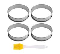 MEMOFYND Titolo: 4 stampi per waffle e 1 pennello per olio, anelli per tortine a doppio rullo, anelli per waffle in acciaio inox, anelli per pasticceria in acciaio inox.