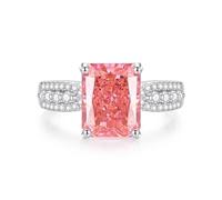 Memoire Anello da donna con padparadja rettangolare 8 x 10 mm e moissanite argento bianco 18 carati misura 62 (19,7)