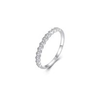 Memoire - Anello dell'amicizia semplice, sottile, con diamanti da laboratorio rotondi, in oro bianco 18 carati, misura 58 (18,5)
