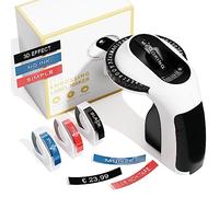 Memoking Etichettatrice a Rilievo Adesiva con 3 nastri per etichette E975 3D Embossed Label Maker Machine, Label Maker Etichettatrice Per uso casalingo, fai da te e hobby, Regalo (£/€, Ä, Ö e Ü)