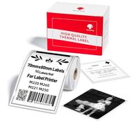 Memoking Etichette Termiche Bianche Compatibile con Phomemo M220, M221, M250, M260 e Memoking M260 Stampante per Etichette, 70 mm x 80 mm, 90 Etichette per Rotolo