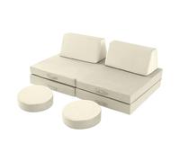 MeMoreCool Divano da gioco per bambini, poltrona modulare, per camera dei bambini, divano letto, 8 pezzi, divano in gommapiuma, con funzione di sonno, per ragazze e ragazzi, beige