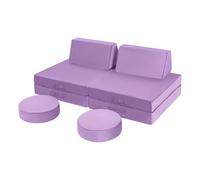 MeMoreCool Divano da gioco per bambini, poltrona modulare, per camera dei bambini, divano letto, 8 pezzi, divano in gommapiuma, con funzione di sonno, per ragazze e ragazzi, viola