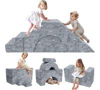 MeMoreCool Divano per bambini a partire da 1 anno, mini divano pieghevole, grigio Dino