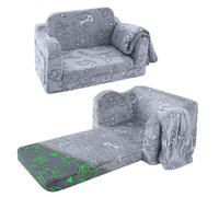 MeMoreCool divano pieghevole per bambini, divano per bambini, divano letto per bambini 2 in 1, poltrona per bambini, mini divano per la cameretta dei bambini, divano da gioco fantasia, cane grigio