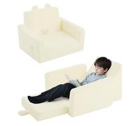 MeMoreCool Sedia pieghevole per bambini, comodo divano pieghevole in peluche trasformabile, per bambini da 1 a 4 anni, colore beige