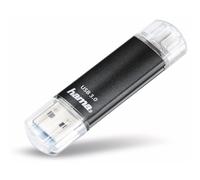 Memoria aggiuntiva USB per smartphone/tablet Hama FlashPen Laeta Twin nera 128 GB USB 3.1 (Gen 1), Micro USB 2