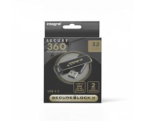Memoria Integral INFD8GB360SEC3, 0 USB 3,0 - a forma di penna con Secure Lock Software nero/oro 32 GB