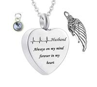 Memoria per cenere, collane in acciaio inossidabile ROLO ELETTROCCARDIOGNOGRIOGRAFIA Ala Birthstone Ala sempre nella mia mente per sempre nel mio cuore