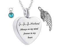 Memoria per cenere, collane in acciaio inossidabile ROLO ELETTROCCARDIOGNOGRIOGRAFIA Ala Birthstone Ala sempre nella mia mente per sempre nel mio cuore