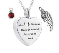 Memoria per cenere, collane in acciaio inossidabile ROLO ELETTROCCARDIOGNOGRIOGRAFIA Ala Birthstone Ala sempre nella mia mente per sempre nel mio cuore