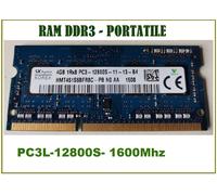 Memoria Ram 4GB 1RX8 PC3L-12800S-11-13-F3 1600Mhz 12800S LAPTOP PC FISSO PC3