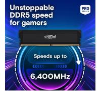 Memoria RAM CRUCIAL PRO DDR5 - 6400 MHZ - Kit de 32 GB (16 GB x 2 - Memoria para juegos OC Negra - CP2K16G64C38U5B)
