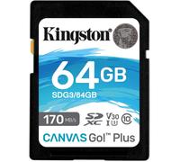 MEMORIA SD KINGSTON 64GB Canvas Go Plus 170R C10 UHS-I U3 V30 - SDG3/64GB