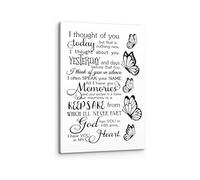 Memorial and Romantic Love Canvas, I Thought Of You Today Butterfly Art for Bedroom Living Room(Framed,12x18inch(30x45cm))