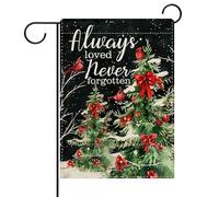 Memorial Christmas Always Loved Never Forgotten Xmas Tree Cardinal Bandiere Resistente Alle Intemperie Bandiera Durevole Bandiera Da Giardino Per Feste Decorazione Cortile 30X45Cm