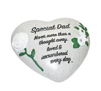 Memorial Cuore Placca Con Fiore Strass E Parole Poliresina - Speciale Papà