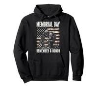 Memorial Day Remember And Honor Patriotic US Flag Felpa con Cappuccio