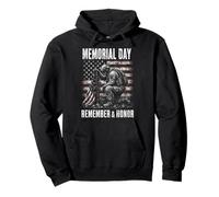 Memorial Day Remember And Honor Patriotic US Flag Felpa con Cappuccio