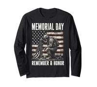 Memorial Day Remember And Honor Patriotic US Flag Maglia a Manica