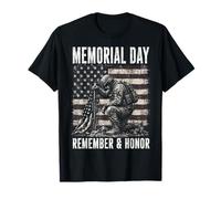 Memorial Day Remember And Honor Patriotic US Flag Maglietta