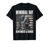 Memorial Day Remember And Honor Patriotic US Flag Maglietta