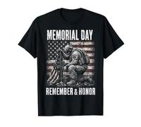 Memorial Day Remember And Honor Patriotic US Flag Maglietta