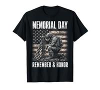 Memorial Day Remember And Honor Patriotic US Flag Maglietta