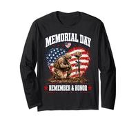 Memorial Day Remember Honor Fallen Soldier Patriotic America Maglia a Manica