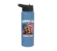Memorial Day Remember Honor Fallen Soldier Patriotic America Stainless Steel Insulated Water Bottle