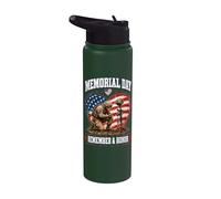Memorial Day Remember Honor Fallen Soldier Patriotic America Stainless Steel Insulated Water Bottle