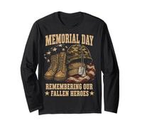 Memorial Day Remember Our Fallen Heroes Patriotic Maglia a Manica