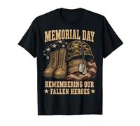 Memorial Day Remember Our Fallen Heroes Patriotic Maglietta
