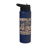 Memorial Day Remember Our Fallen Heroes Patriotic Stainless Steel Insulated Water Bottle