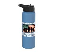 Memorial Day Remember the Flag Soldiers USA Patriotic Stainless Steel Insulated Water Bottle