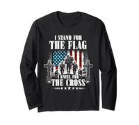 Memorial Day Veteran Stand per la bandiera inginocchiarsi per la croce Maglia a Manica