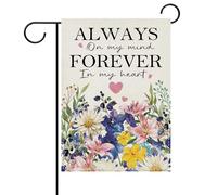 Memorial Flower Always On My Mind Forever In My Heart Flower Cemetery Flag Resistente Alle Intemperie Bandiera Da Giardino Colore Vivido Bandiera Per Cortile Festival Giardino 30X45Cm