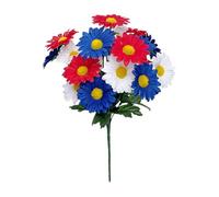 Memorial Flowers For Graves, Weather Resistant Artificial Bouquet, Patriotic Grave Decoration Arrangement, Outdoor Memorial Flowers With Stable Stem Design For Yard Backyard Holiday Gathering Use