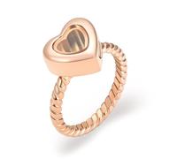 memorial jewelry Anello in vetro trasparente a forma di cuore per tenere le ceneri dei propri cari, anello per urna di cremazione, anello da donna, 9, Acciaio inossidabile