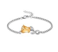 memorial jewelry Braccialetto con urna a forma di rosa per ceneri, da donna, in acciaio inox, regolabile, per ricordi di cremazione, Acciaio inossidabile, Nessuna pietra preziosa