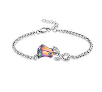 memorial jewelry Braccialetto con urna a forma di rosa per ceneri, da donna, in acciaio inox, regolabile, per ricordi di cremazione, Acciaio inossidabile, Nessuna pietra preziosa