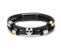 memorial jewelry Braccialetto con urna per ceneri con teschio, gioielli per cremazione, in acciaio inox, corda in pelle intrecciata, per uomini e donne, 20cm/7.87in, Acciaio inossidabile, Nessuna